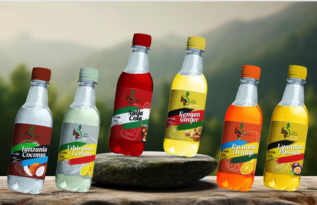 A can of OGA Africa Carbonated Soft Drink.