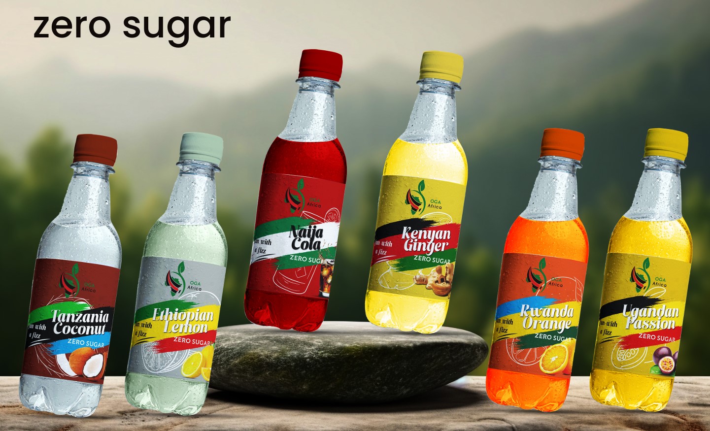 A can of OGA Africa Zero Sugar Carbonated Drink.